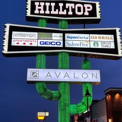 Hilltop Cactus - The 1960s Hilltop 67 Foot Green Neon Cactus Sign has been meticulously restored to its glory days & shines once again on Rt. 1 Saugus MA.