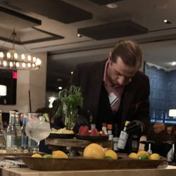Amada - El Carrito with Hendricks Orbium, Mediterranean Fever Tree, Orange Angusturo, cucumber, basil, lime & strawberry for color