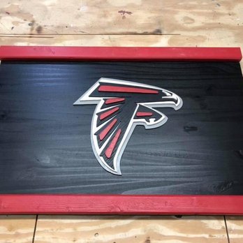 Kloster Custom Woodworking - Wooden sign (Falcons) - Carpenters Near Me - Des Moines, Iowa