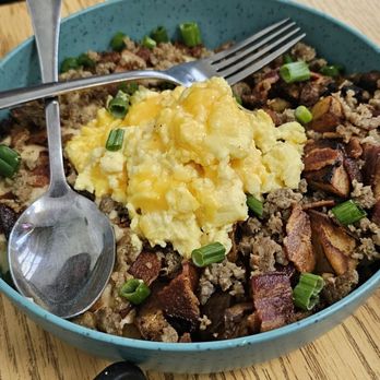 Fork N Spoon - CLASSIC BOWL X FORK'N FAVORITE bacon, sausage & cheesy scramble - Breakfast & Brunch Near Me - Baton Rouge, Louisiana Fork N Spoon - CLASSIC BOWL X FORK'N FAVORITE bacon, sausage & cheesy scramble - Breakfast & Brunch Near Me - Baton Rouge, Louisiana