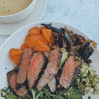 Flower Child - Mother Earth with steak & the daily soup. - Salad Near Me - Gilbert, Arizona Flower Child - Mother Earth with steak & the daily soup. - Salad Near Me - Gilbert, Arizona