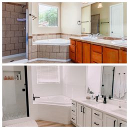 Before and after master bathroom