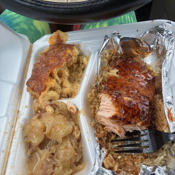 Morgan's - Bourbon Glazed Salmon Dinner so good I had to stop to take a bite at every stop light! Food is definitely a 10out of 10 - Salad Near Me - Dayton, Ohio Morgan's - Bourbon Glazed Salmon Dinner so good I had to stop to take a bite at every stop light! Food is definitely a 10out of 10 - Salad Near Me - Dayton, Ohio