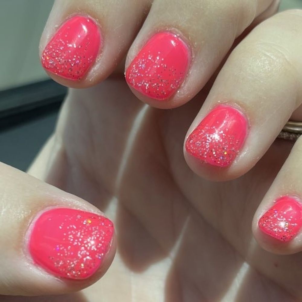 Iris Nails - Ombré glitter hot pink nails - Nail Salons Near Me - Baton Rouge, Louisiana Iris Nails - Ombré glitter hot pink nails - Nail Salons Near Me - Baton Rouge, Louisiana