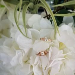 A Cutting Edge Gallery of Jewelry - Rose gold vintage style engagament rings.