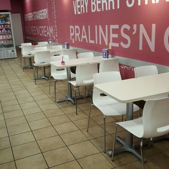 Baskin-Robbins - a row of tables and chairs in a cafeteria - Ice Cream & Frozen Yogurt Near Me - Plano, Texas Baskin-Robbins - a row of tables and chairs in a cafeteria - Ice Cream & Frozen Yogurt Near Me - Plano, Texas