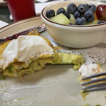 Egg Works - Avocado omelette  with bacon and side of fruit - American Near Me - Henderson, Nevada