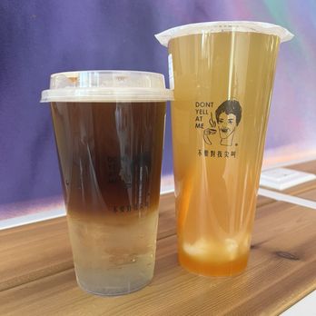 Don’t Yell At Me - Americano with honey (left), orange lychee four seasons green tea (right) - Bubble Tea Near Me - Toronto, Ontario Don’t Yell At Me - Americano with honey (left), orange lychee four seasons green tea (right) - Bubble Tea Near Me - Toronto, Ontario