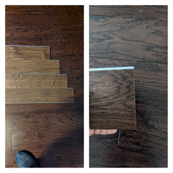 Lowe's Home Improvement - Inaccurate color depiction: Left:wood floor (lighter) against my current floor Right: sample from Lowe's against current wood floor - Hardware Stores Near Me - Kannapolis, North Carolina Lowe's Home Improvement - Inaccurate color depiction: Left:wood floor (lighter) against my current floor Right: sample from Lowe's against current wood floor - Hardware Stores Near Me - Kannapolis, North Carolina