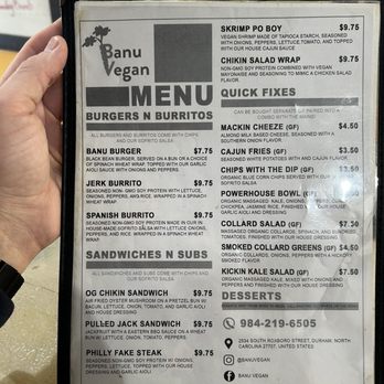 Banu Vegan - Menu - Vegan Near Me - Durham, North Carolina Banu Vegan - Menu - Vegan Near Me - Durham, North Carolina