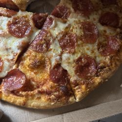 Domino's Pizza - The pizza is hard burnt and was extra cheese like no