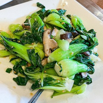 Bamboo House Austin - Stir fried bok choy with Chinese mushrooms ($15) - Chinese Near Me - Austin, Texas
