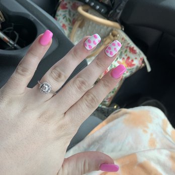 Happy Nails - What I got. My technician ignored my shape request and did what she thought I would like. Also would not do cow print. - Nail Salons Near Me - Ocean Isle Beach, North Carolina Happy Nails - What I got. My technician ignored my shape request and did what she thought I would like. Also would not do cow print. - Nail Salons Near Me - Ocean Isle Beach, North Carolina