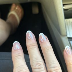 Happy Nails Salon - French mani with chrome. Tips added for length