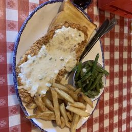 Chicken Fried Chicken, Side Green Beans, Side French Fries Chicken Fried Chicken, Side Green Beans, Side French Fries