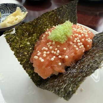 Noriya - Crunchy Wasabi Salmon Handroll - Sushi Bars Near Me - Brooklyn, New York Noriya - Crunchy Wasabi Salmon Handroll - Sushi Bars Near Me - Brooklyn, New York
