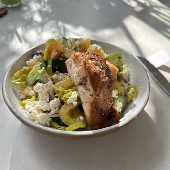 LEORA - Greek Salad with Salmon - Breakfast & Brunch Near Me - Beverly Hills, California LEORA - Greek Salad with Salmon - Breakfast & Brunch Near Me - Beverly Hills, California