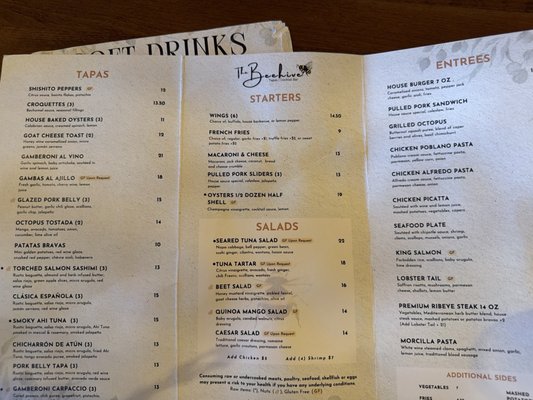 Menu photo 1 The Beehive Ukiah, CA