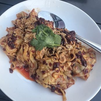 Little Fatty - Chili Wontons - Looks better than it tastes. It was extremely bland and the shrimp had a weird dirt flavor. - Taiwanese Near Me - Los Angeles, California Little Fatty - Chili Wontons - Looks better than it tastes. It was extremely bland and the shrimp had a weird dirt flavor. - Taiwanese Near Me - Los Angeles, California