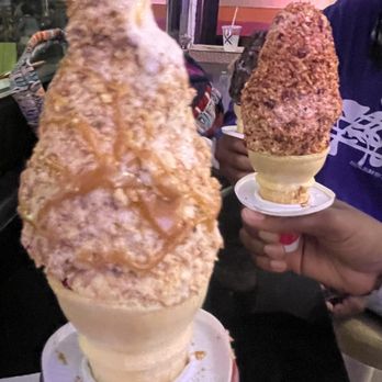 Frozen Gold - Strawberry and Carmel Latte cones - Desserts Near Me - Colorado Springs, Colorado Frozen Gold - Strawberry and Carmel Latte cones - Desserts Near Me - Colorado Springs, Colorado
