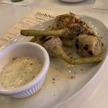 Hob Nob - Grilled artichoke hearts with lemon aioli - New American Near Me - Naples, Florida Hob Nob - Grilled artichoke hearts with lemon aioli - New American Near Me - Naples, Florida