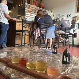 Flight of ciders inside the shop Flight of ciders inside the shop