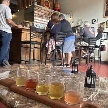Black Mountain Cider + Mead - Flight of ciders inside the shop - Meaderies Near Me - Black Mountain, North Carolina Black Mountain Cider + Mead - Flight of ciders inside the shop - Meaderies Near Me - Black Mountain, North Carolina