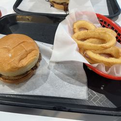 Lucas Brothers Sandwich Shop - Cheeseburger and onion rings