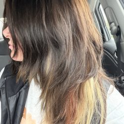 Alpenglow Hair Studio - The side of my hair that was supposed to just be framed to the face, not layered