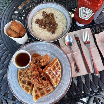 Breakfast AF - Chicken And Waffles, hashbrown kegs and oatmeal - Breakfast & Brunch Near Me - Louisville, Kentucky