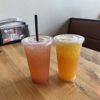 HappyRito Seafood - Strawberry Lemonade and Lychee Jasmine Tea with Chia seeds - Cajun/Creole Near Me - Cedar Park, Texas HappyRito Seafood - Strawberry Lemonade and Lychee Jasmine Tea with Chia seeds - Cajun/Creole Near Me - Cedar Park, Texas