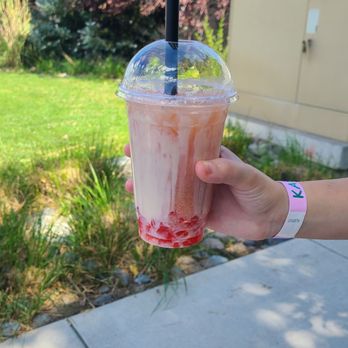 Bubble Tea Station Corner - Nezuko's Pink Flame, strawberry milk tea with strawberry jelly - Bubble Tea Near Me - Carson City, Nevada