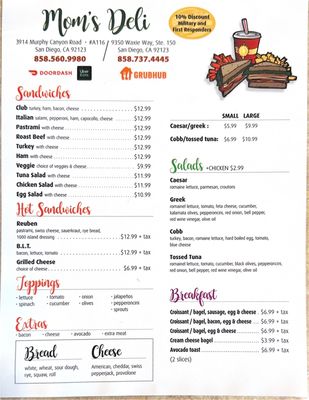 Menu photo 1 Mom's Deli Mart San Diego, CA Menu photo 1 Mom's Deli Mart San Diego, CA