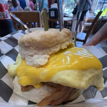 Bad Biscuit - sandwich with bacon, egg, cheese, country fried steak - Southern Near Me - Hilton Head Island, South Carolina Bad Biscuit - sandwich with bacon, egg, cheese, country fried steak - Southern Near Me - Hilton Head Island, South Carolina