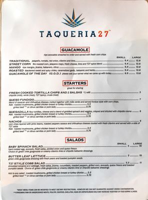 Menu photo 1 Taqueria 27 Murray, UT