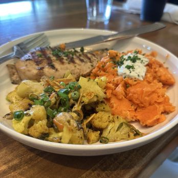 Heirloom - Mediterranean Chicken, Sweet Potatoes and Cauliflower - New American Near Me - Fresno, California Heirloom - Mediterranean Chicken, Sweet Potatoes and Cauliflower - New American Near Me - Fresno, California
