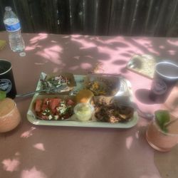 Boomtown Lounge - Two meat plate, watermelon mint margarita