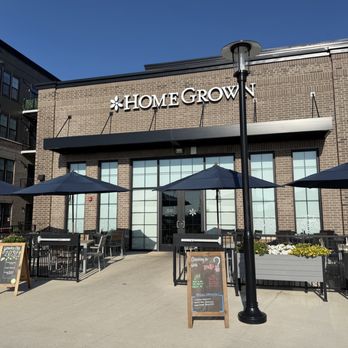 Home Grown - Storefront and patio seating for Homegrown. - Coffee & Tea Near Me - West Des Moines, Iowa Home Grown - Storefront and patio seating for Homegrown. - Coffee & Tea Near Me - West Des Moines, Iowa