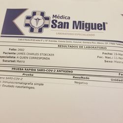 Medica San Miguel Hem Clinical Hospital - Covid 19 test so I can fly back to USA  Only $35.    People very nice!!!