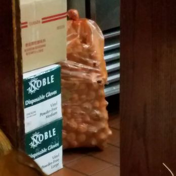 King Pho - Health code violations. Bags of produce on the floor - Vietnamese Near Me - Chicago, Illinois