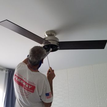 Mr Goodvolt Electric - Johnny installing the ceiling fan - Electricians Near Me