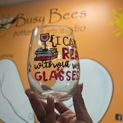 Busy Bees Pottery and Art Studio - Painted wine glass