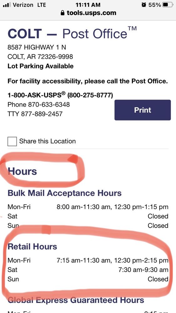 COLT POST OFFICE Updated May 2024 8587 Highway 1 N, COLT, Arkansas
