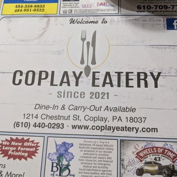Coplay Eatery - Placemat - Diners Near Me - Coplay, Pennsylvania