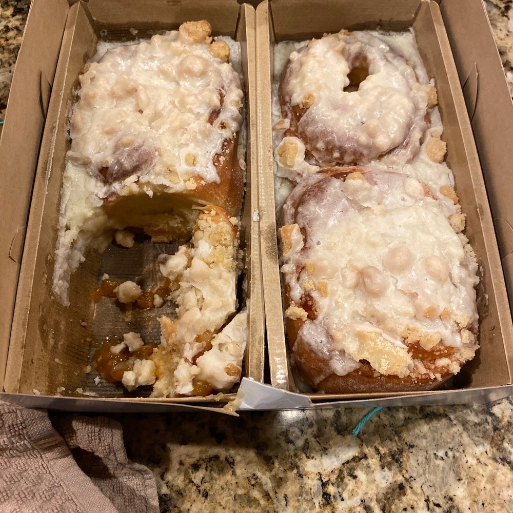 It's In The Mix - Sorry we couldn't wait, peach cobbler cinnamon rolls - Bakeries Near Me It's In The Mix - Sorry we couldn't wait, peach cobbler cinnamon rolls - Bakeries Near Me