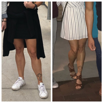 Removery Tattoo Removal & Fading - Cross tattoo on shin before and after 3 removal treatments. - Tattoo Removal Near Me - Round Rock, Texas