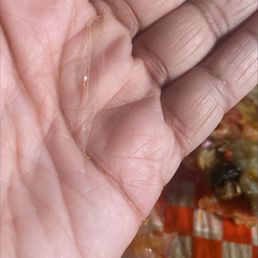 When I took a bite of my pizza there was a piece of hard plastic baked into it. Yuck. I got a refund. When I took a bite of my pizza there was a piece of hard plastic baked into it. Yuck. I got a refund.