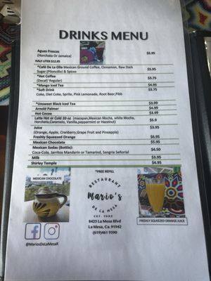 Menu photo 5 Mario's De La Mesa Restaurant La Mesa, CA