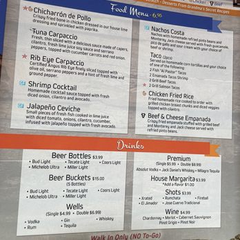 Costa Pacifica - Happy hour Menu - Seafood Near Me - San Antonio, Texas