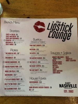 Menu photo 1 The Lipstick Lounge Nashville, TN
